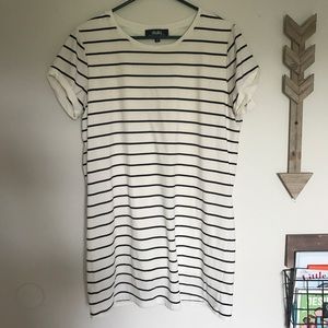 Black and white striped T-shirt dress